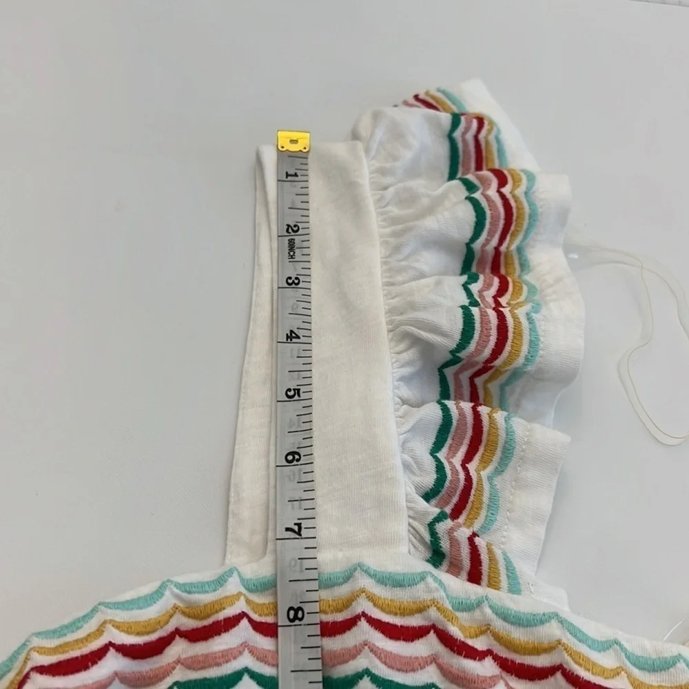 ST. John’s Bay white square neck multi- color edge ruffle sleeve tank size M NWT - Picture 10 of 12